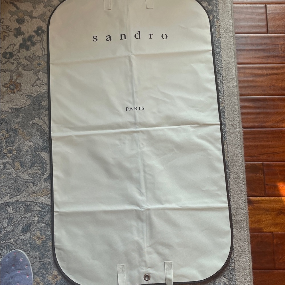 Sandro Cream Garment Bag with Black Trim